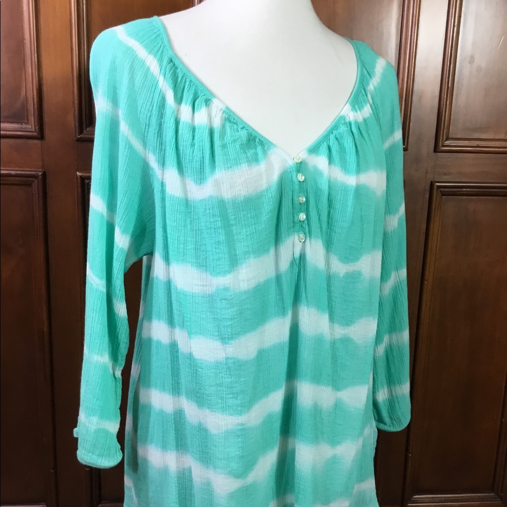 chaps womens lightweight teal and white cotton siz